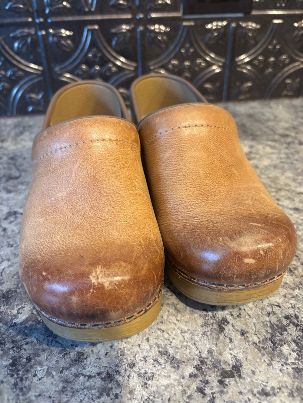 Dansko Women's Leather Clogs in Tan